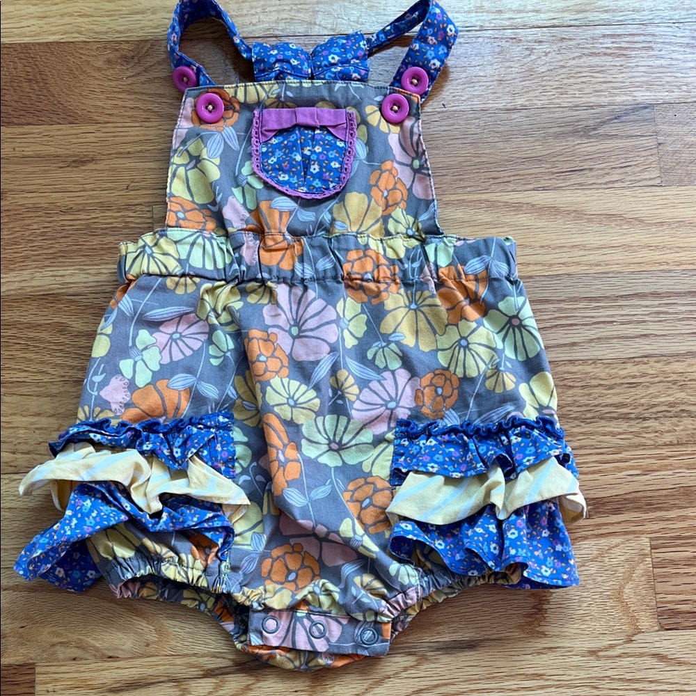 Floral Baby Romper with Ruffle Details